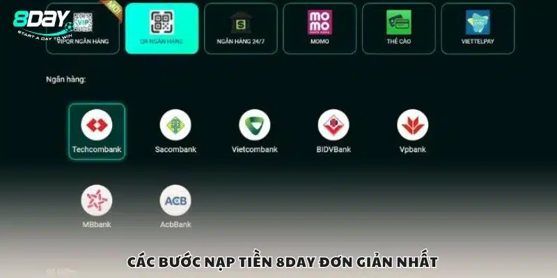 Các bước nạp tiền 8Day đơn giản nhất